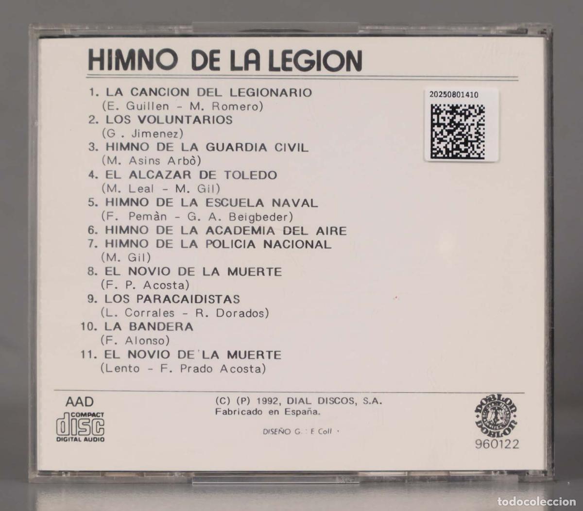 CDs de m&uacute;sica: CD. Himno de la Legi&oacute;n - Foto 2