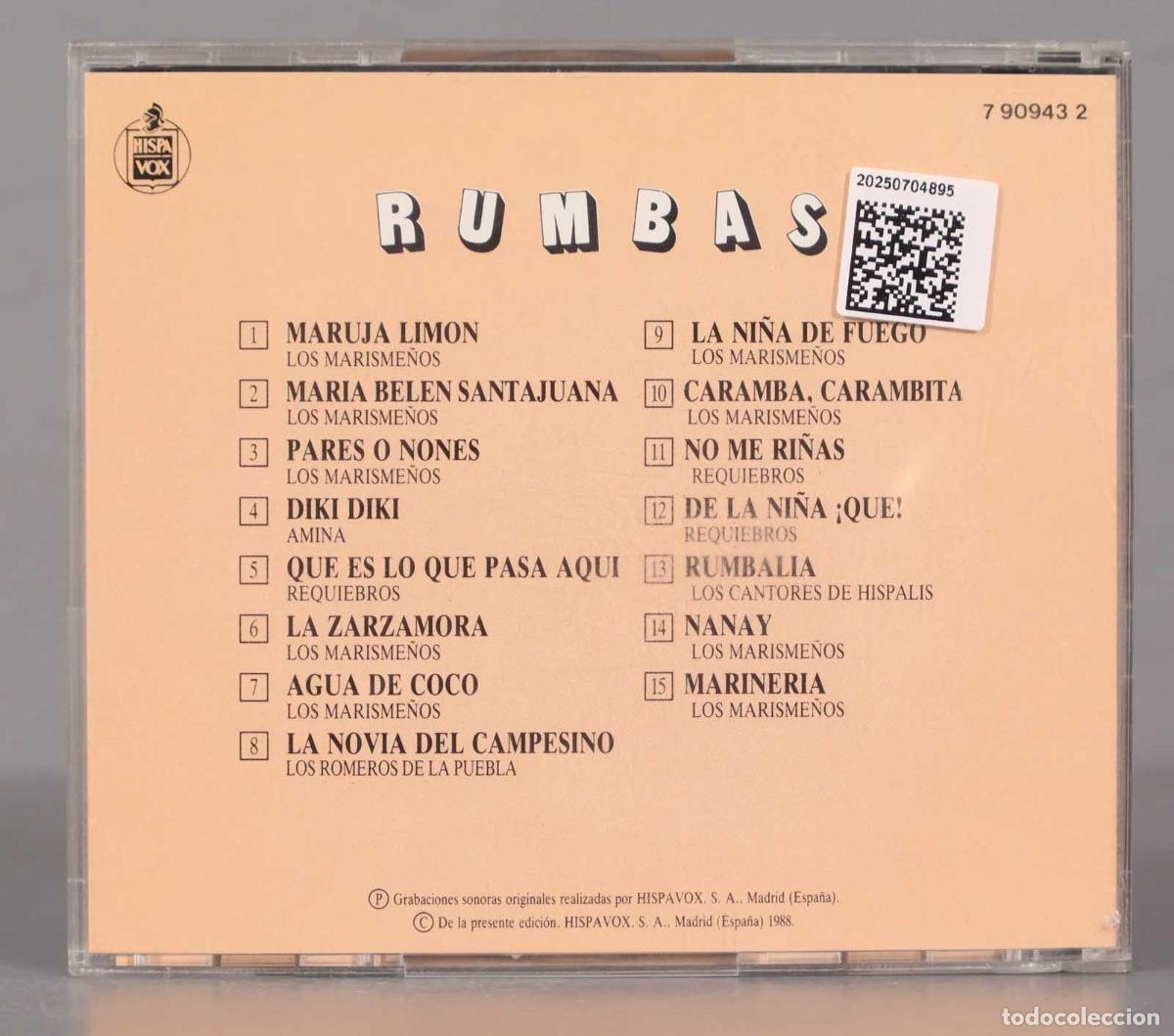 CDs de m&uacute;sica: CD. RUMBAS. VARIOS HISPAVOX - Foto 2