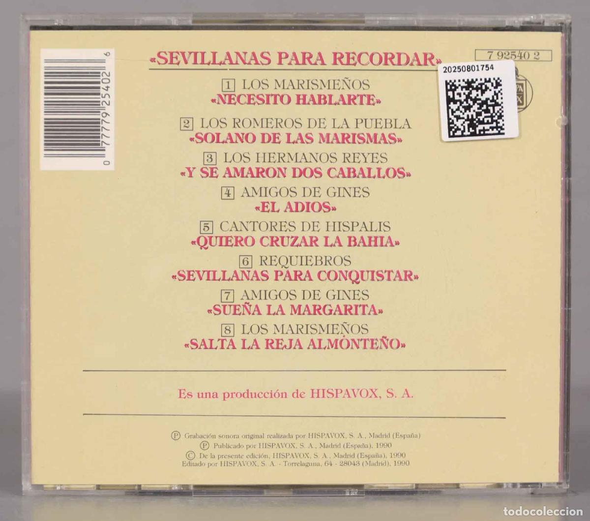 CDs de m&uacute;sica: CD. Various &ndash; Sevillanas Para Recordar - Foto 2