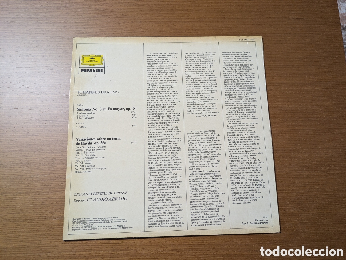 CDs de m&uacute;sica: Disco LP JOHANNES BRAHMS - Foto 2