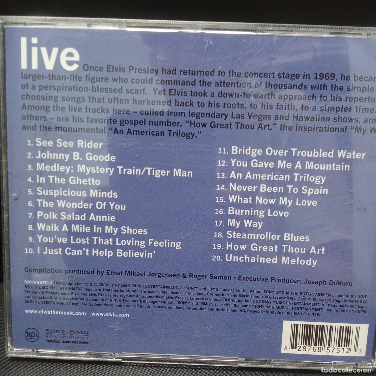 CDs de m&uacute;sica: ELVIS PRESLEY, ELVIS LIVE. CD - Foto 2