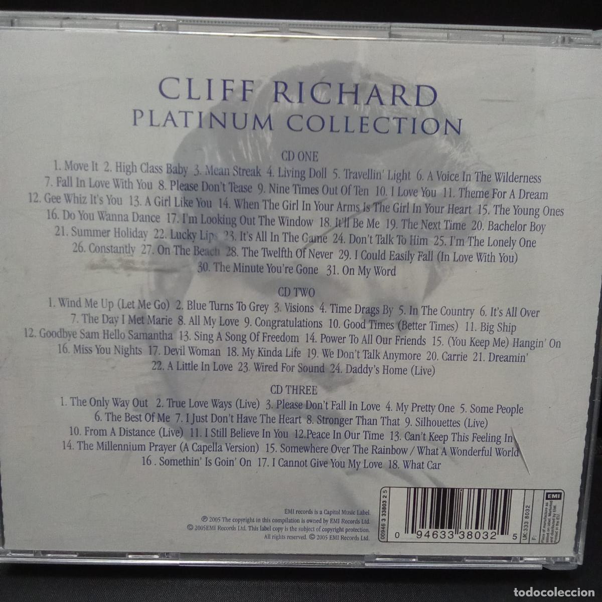 CDs de m&uacute;sica: CLIFF RICHARD, Platinum collection. Estuche 3CDS. - Foto 2