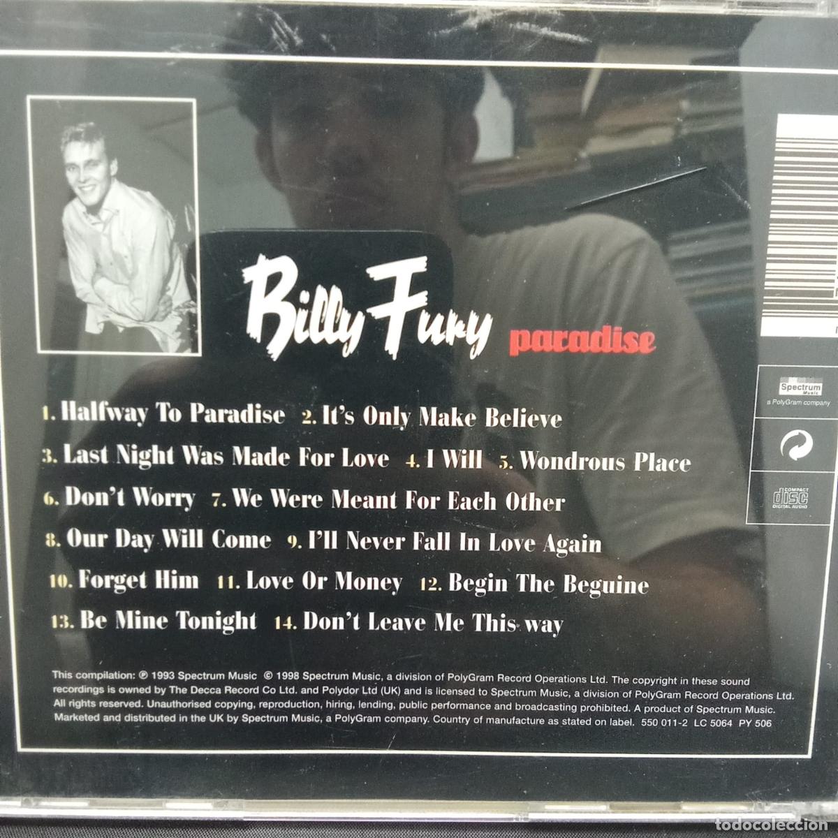 CDs de m&uacute;sica: BILLY FURY, PARADISE. CD - Foto 2