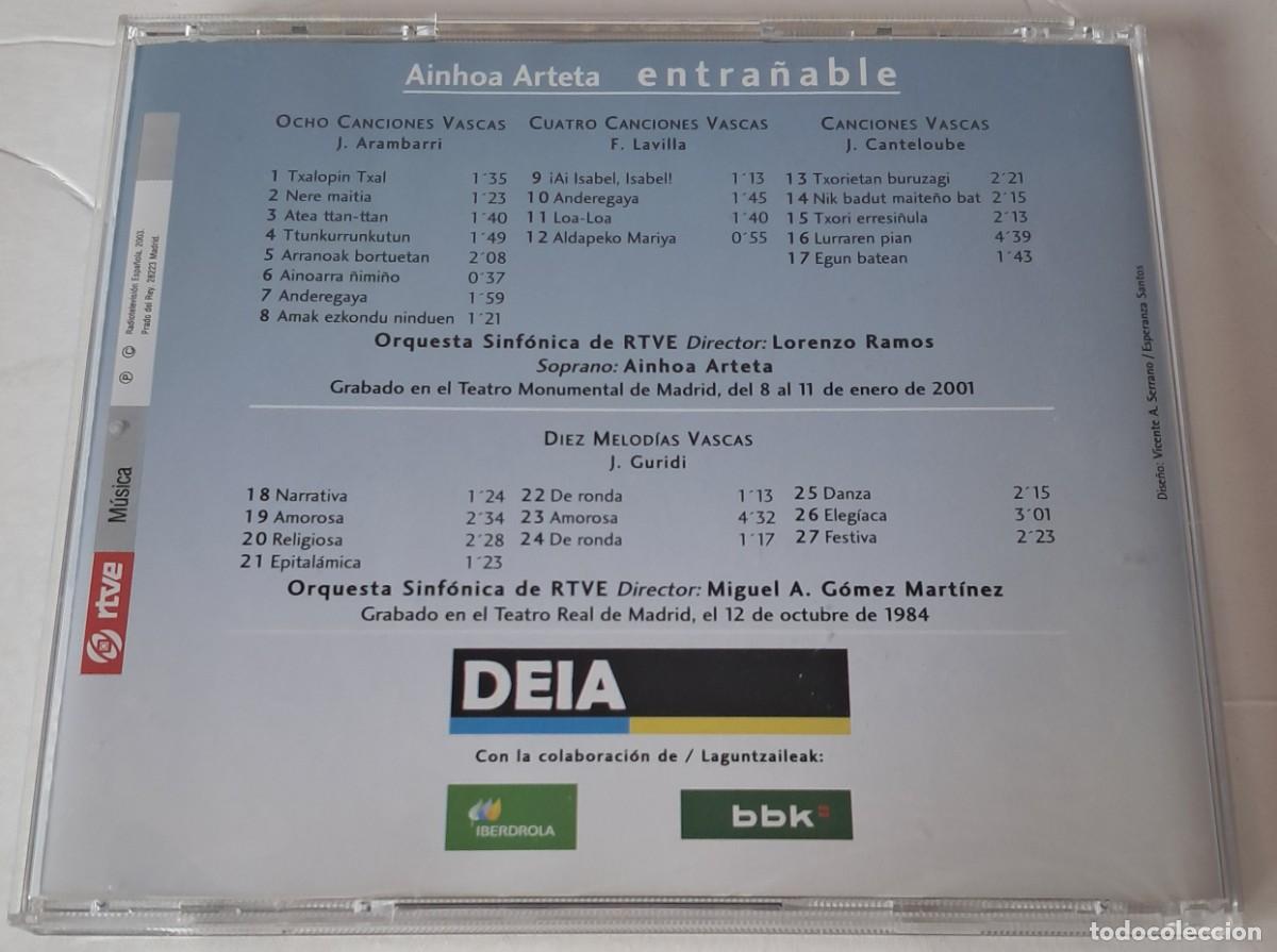 CDs de m&uacute;sica: CD AINHOA ARTETA: ENTRA&Ntilde;ABLE - Foto 2