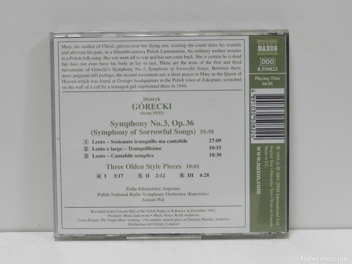 CDs de m&uacute;sica: DISCO CD. G&oacute;recki &ndash; Symphony No. 3. COMPACT DISC. - Foto 2