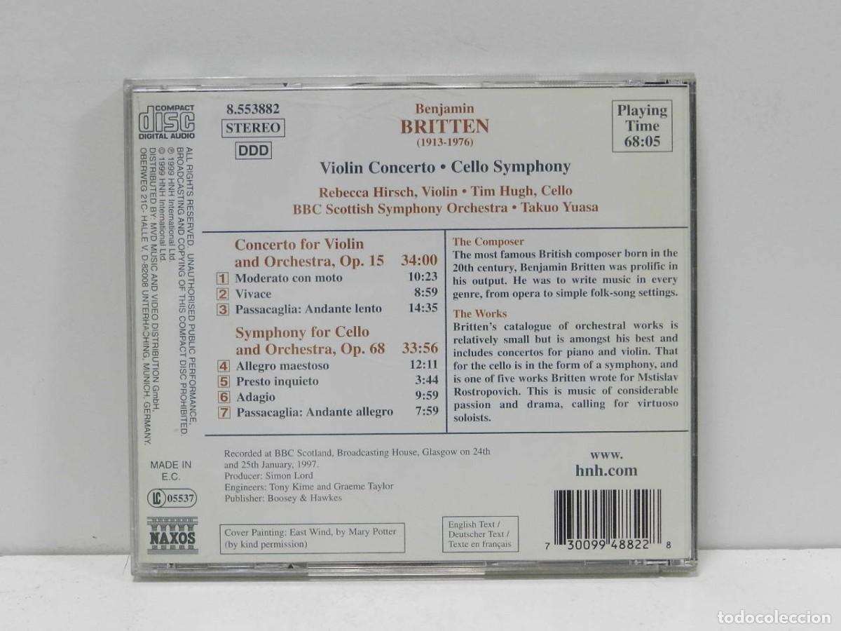 CDs de m&uacute;sica: DISCO CD. Britten &ndash; Violin Concerto &bull; Cello Symphony. COMPACT DISC. - Foto 2