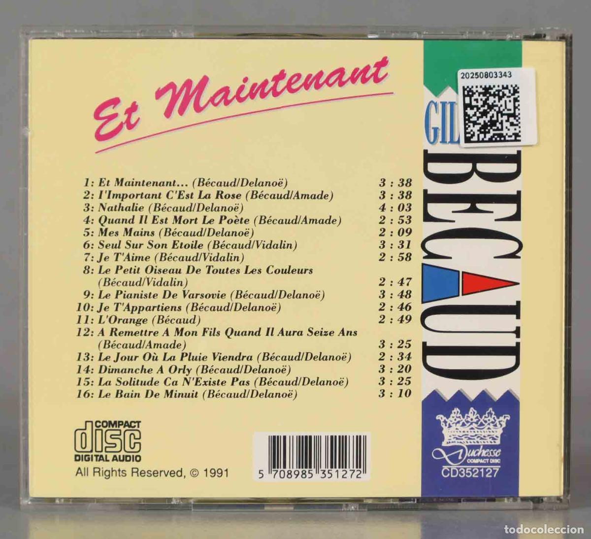 CDs de m&uacute;sica: CD. Gilbert B&eacute;caud &ndash; Et Maintenant - Foto 2