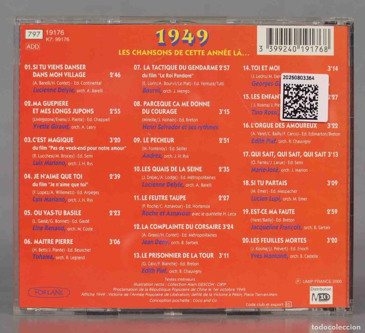 CDs de m&uacute;sica: CD. Various &ndash; 1949 Les Chansons De Cette Ann&eacute;e L&agrave;... - Foto 2