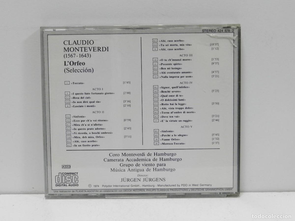 CDs de m&uacute;sica: DISCO CD. Monteverdi &ndash; LOrfeo - La Gran &Oacute;pera. COMPACT DISC. - Foto 2