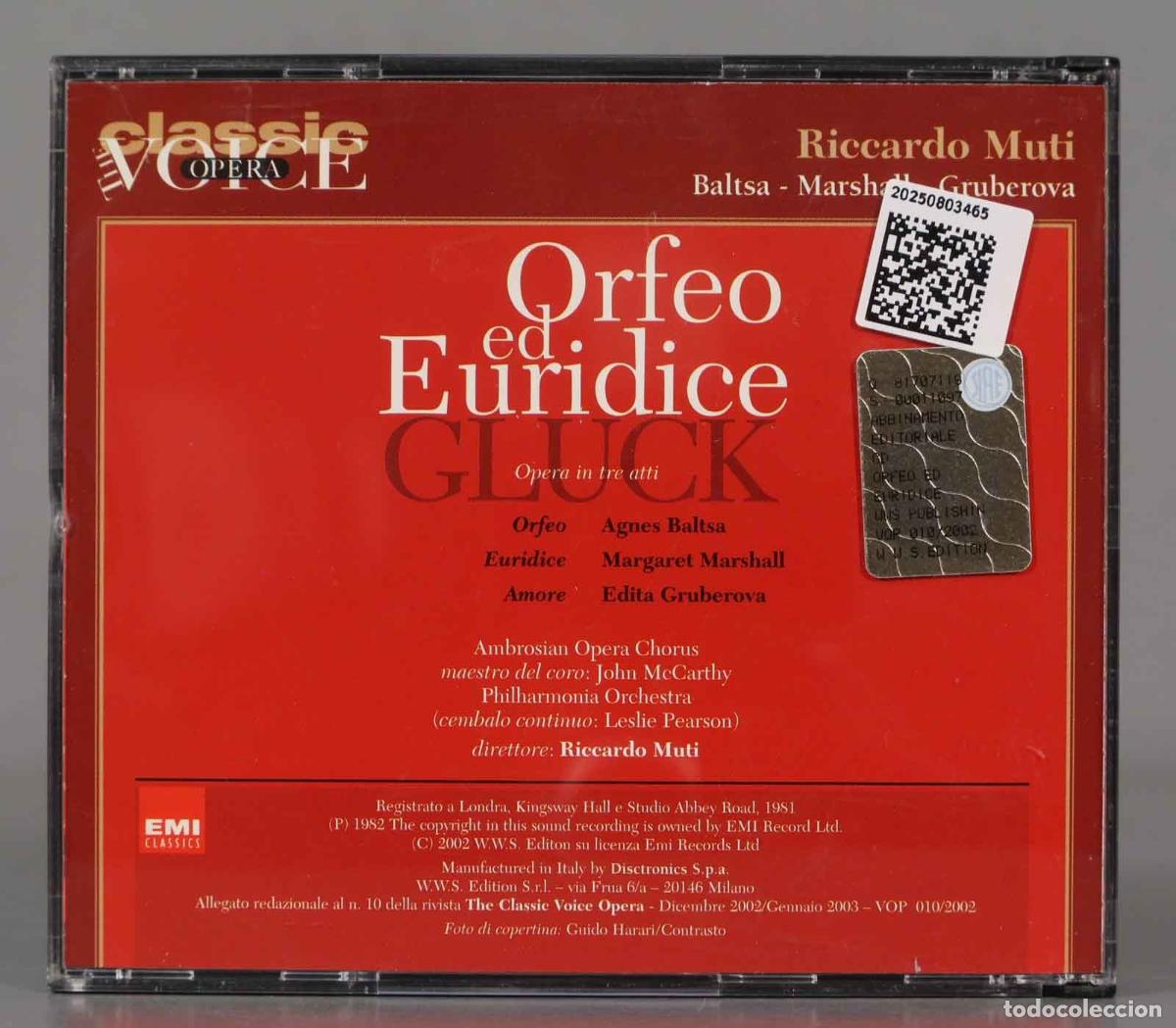 CDs de m&uacute;sica: CD. Orfeo Ed Euridice. MUTI. GLUCK - Foto 2