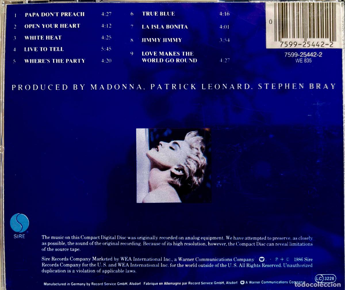 CDs de m&uacute;sica: MADONNA. TRUE BLUE. CD MADE IN GERMANY - Foto 2