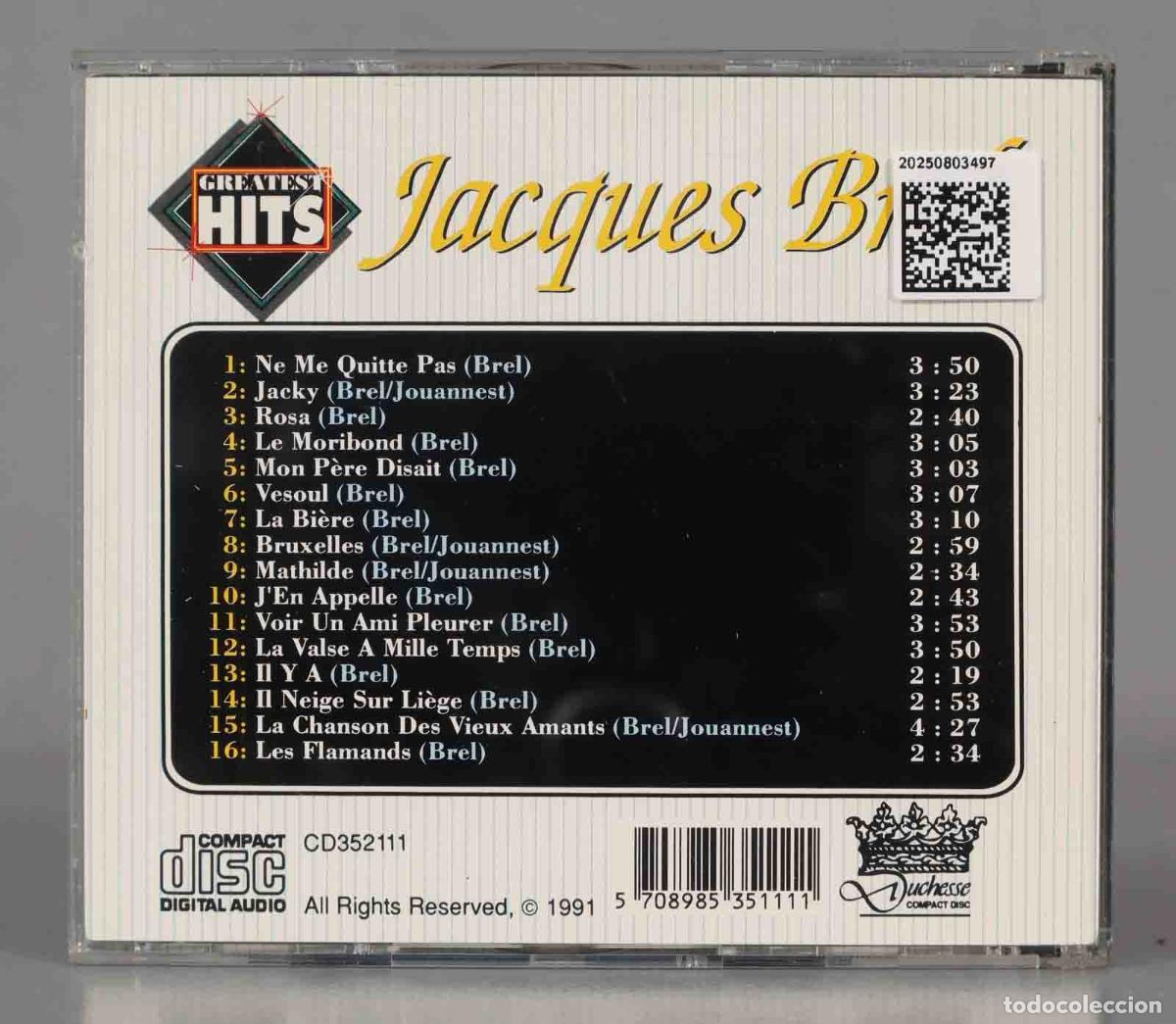 CDs de m&uacute;sica: CD. Jacques Brel &ndash; Greatest Hits - Foto 2