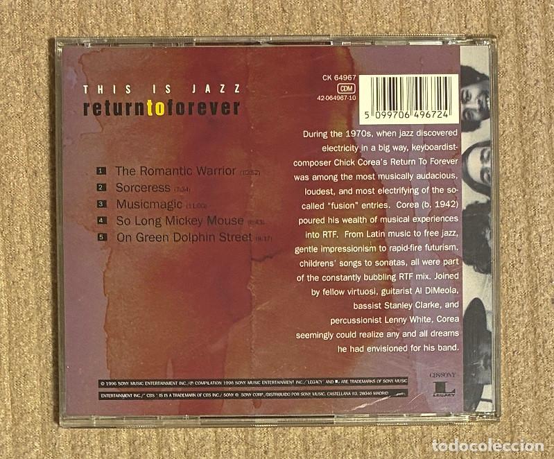 CDs de m&uacute;sica: Return To Forever. This Is Jazz (0843CD) - Foto 2