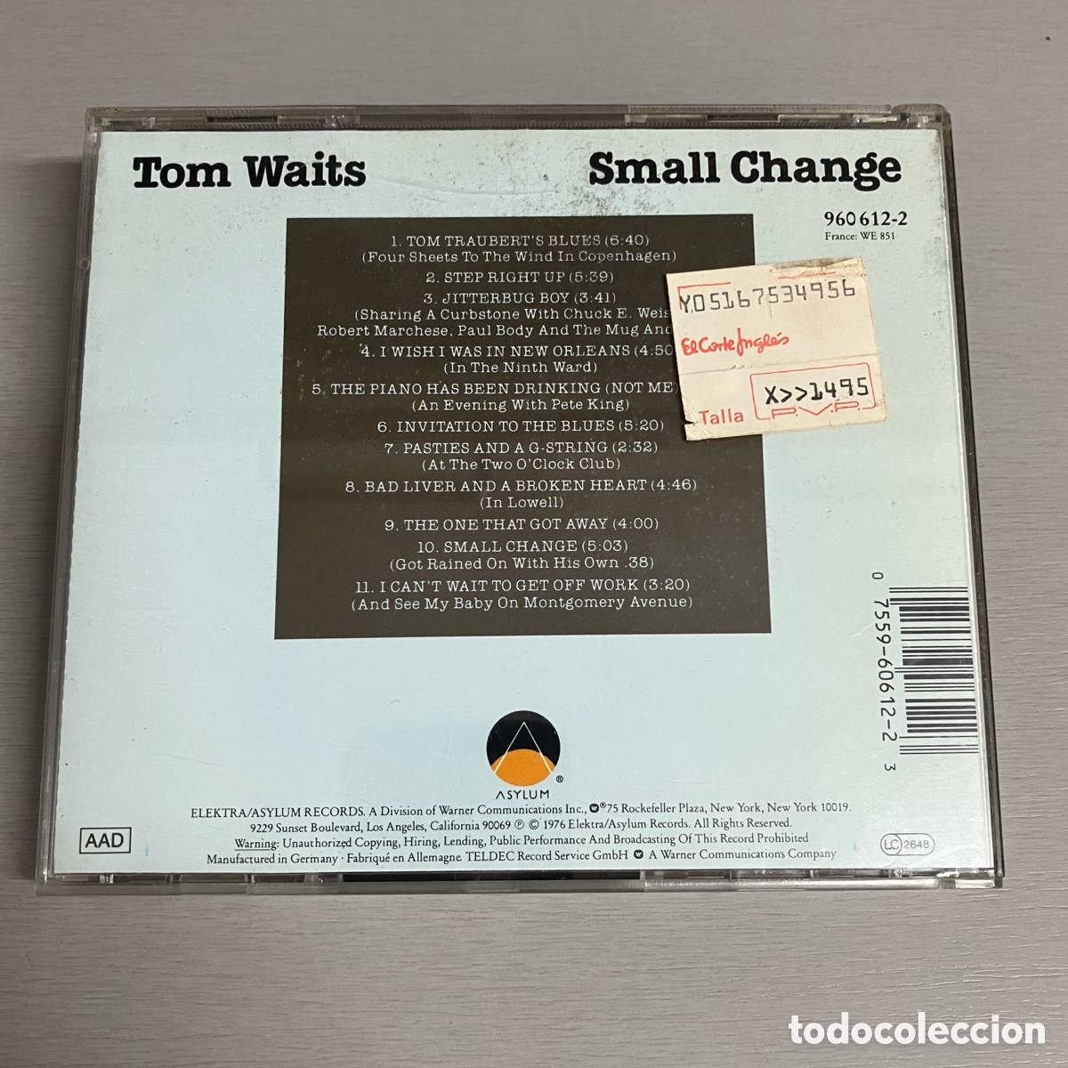 CDs de m&uacute;sica: CD Tom Waits &ldquo;Small change&rdquo; 1976 Asylum - Foto 2