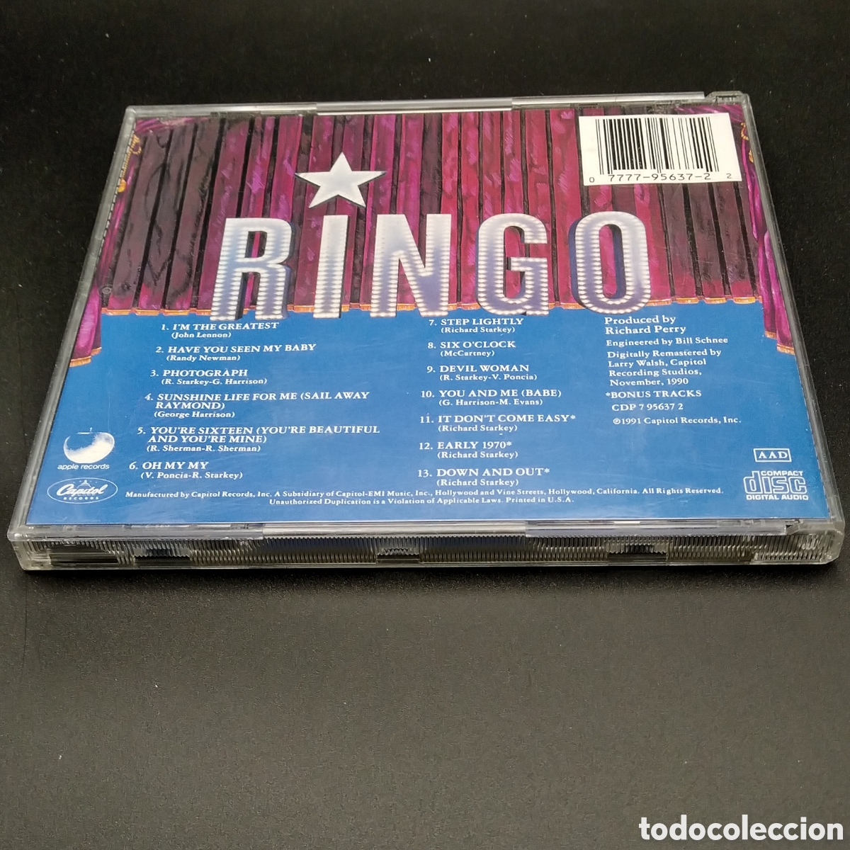 CDs de m&uacute;sica: RINGO STARR - RINGO - CD - 1991 - DISCO VERIFICADO - Foto 2