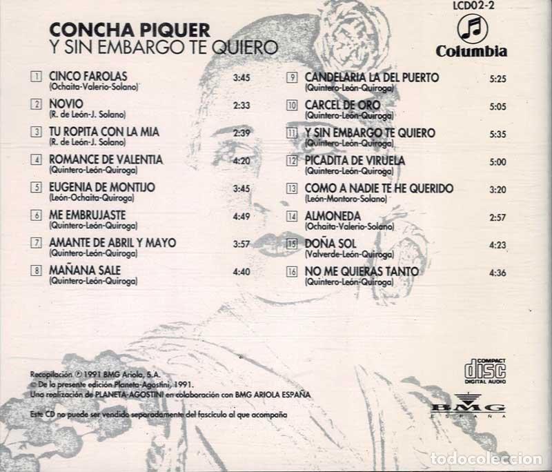CDs de m&uacute;sica: Concha Piquer - Y sin embargo te quiero. CD - Foto 2