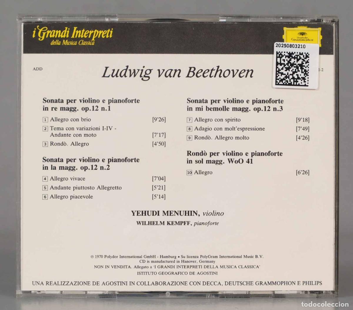 CDs de m&uacute;sica: CD. BEETHOVEN. OP 12 . 41. KEMPFF - Foto 2