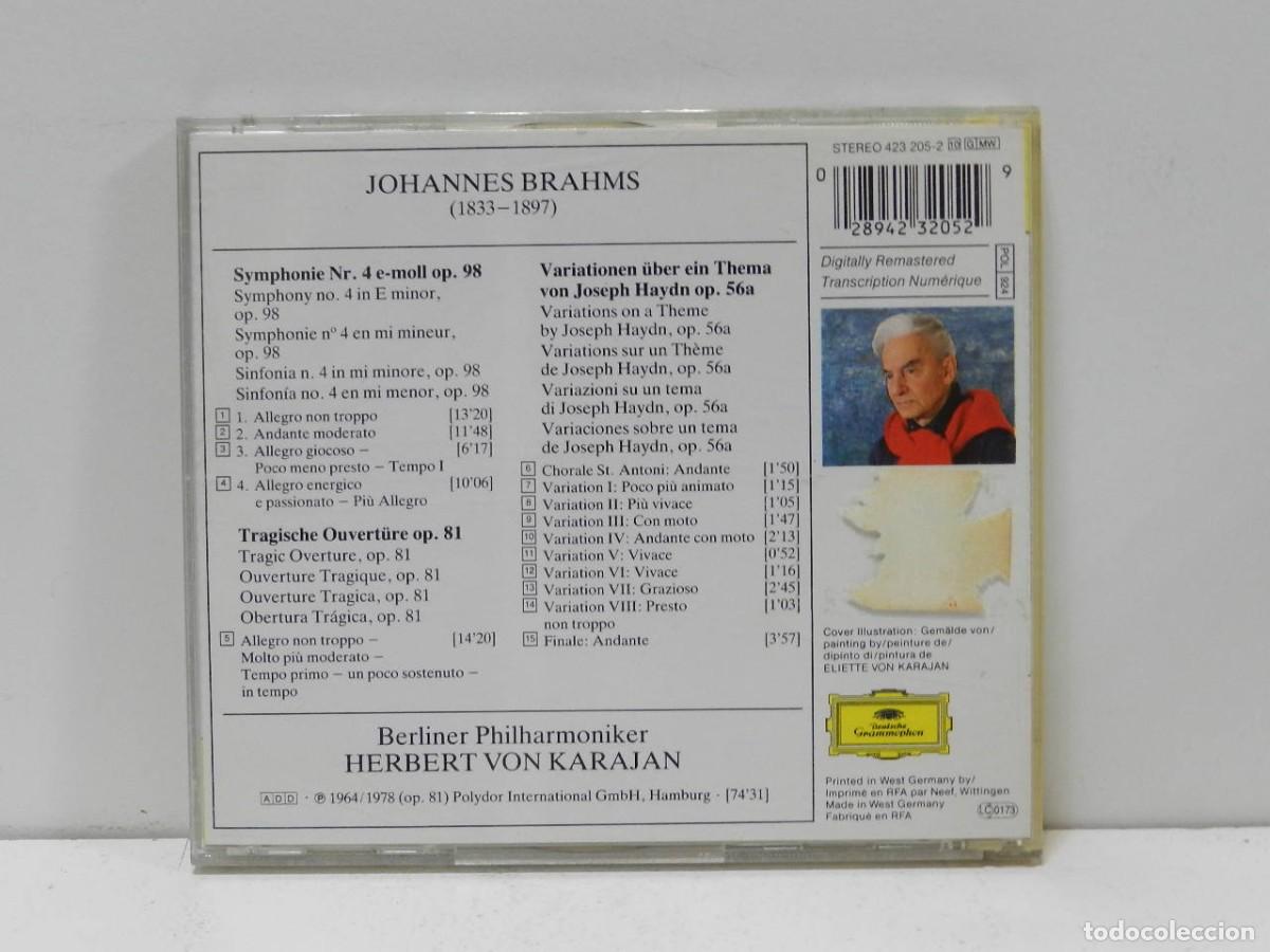 CDs de m&uacute;sica: DISCO CD. Brahms, Herbert Von Karajan &ndash; Symphony No. 4 - Haydn Variations. COMPACT DISC. - Foto 2
