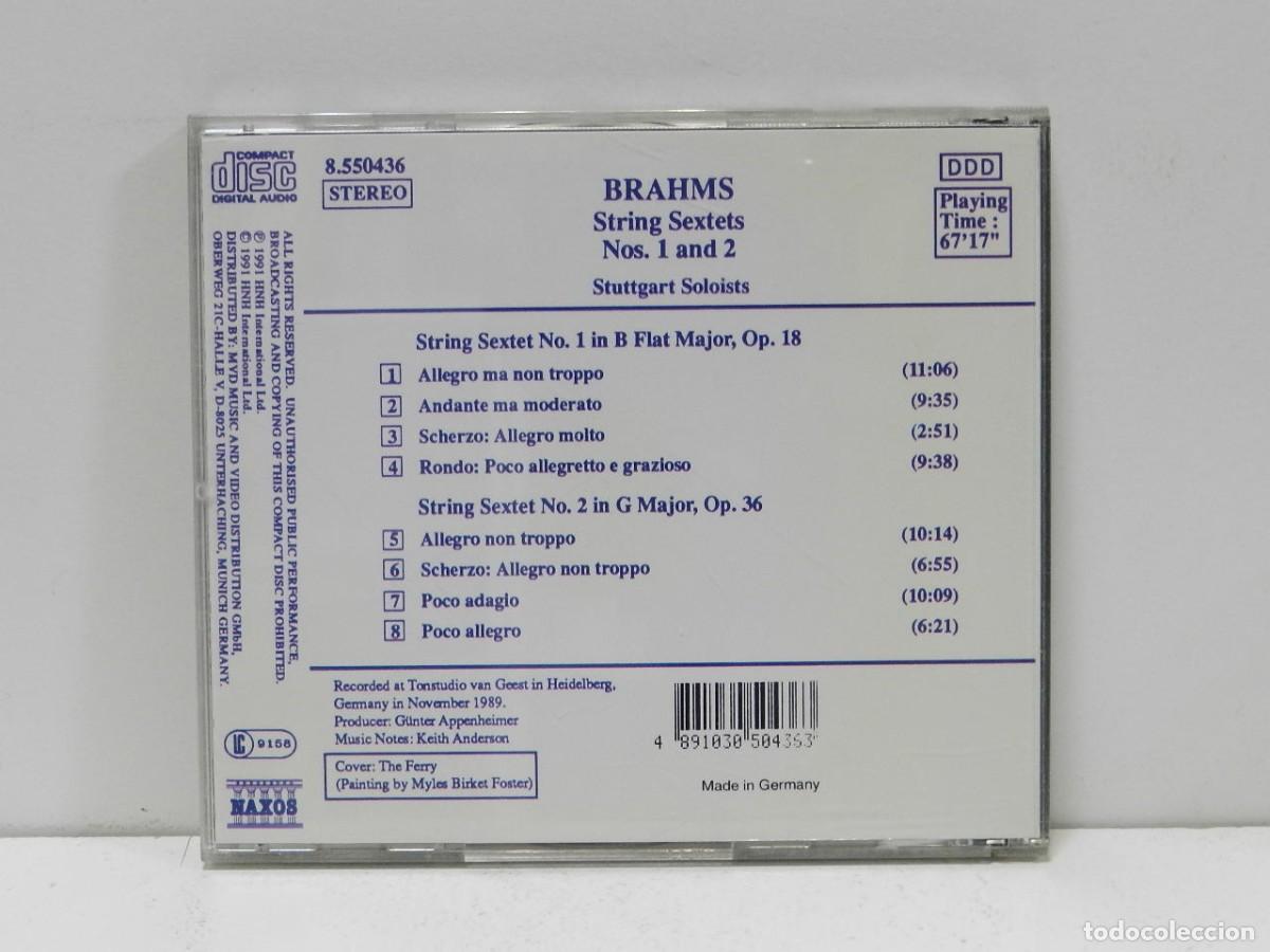 CDs de m&uacute;sica: DISCO CD. Brahms - Stuttgart Soloists &ndash; String Sextets Nos. 1 And 2. COMPACT DISC. - Foto 2