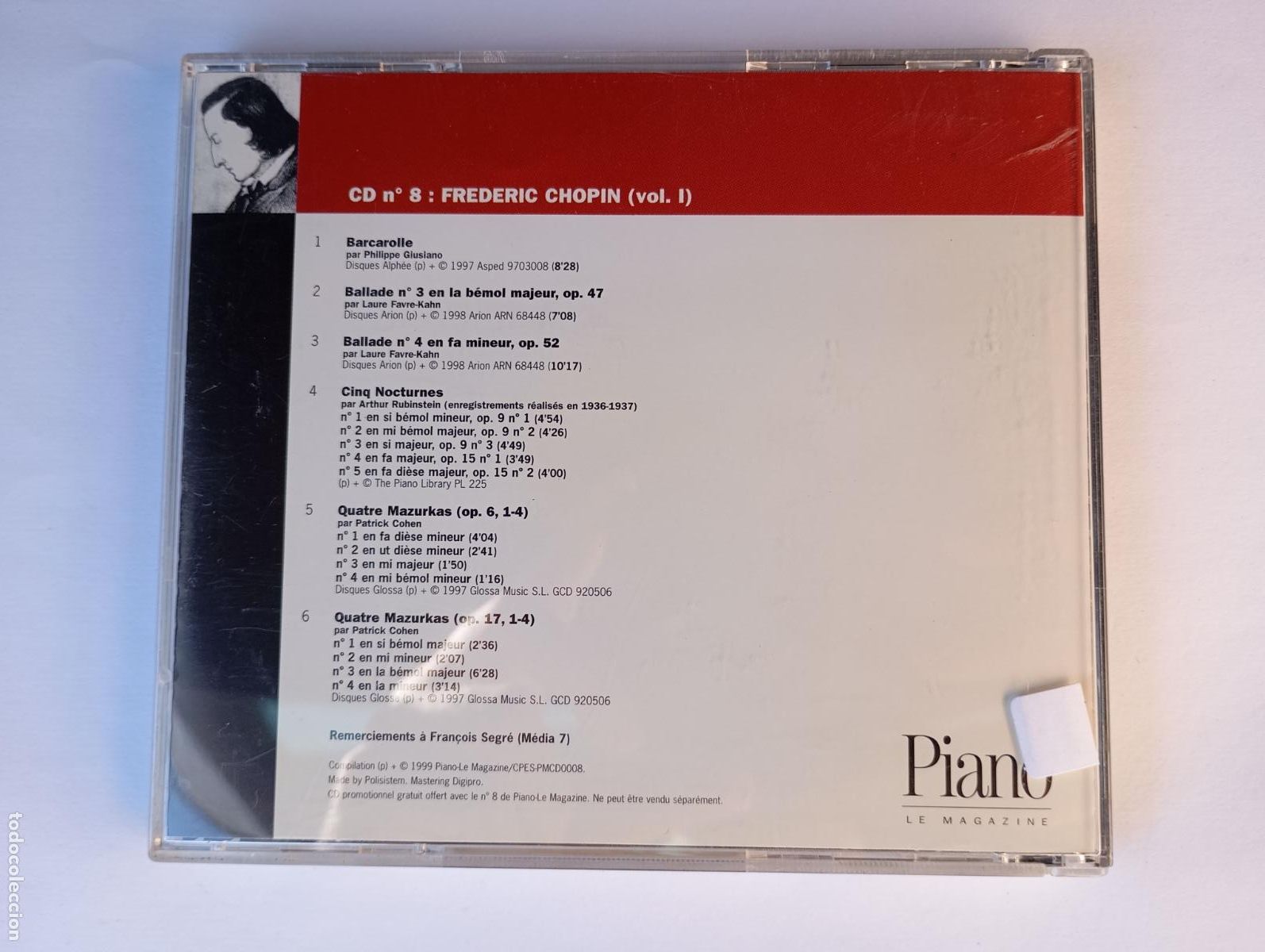 CDs de m&uacute;sica: PIANO. FREDERIC CHOPIN. CD TDKCD59 - Foto 2