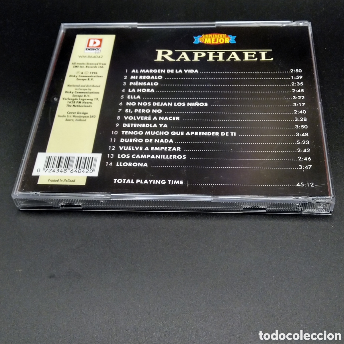 CDs de m&uacute;sica: RAPHAEL - SIMPLEMENTE LO MEJOR - CD - 1996 - DISCO VERIFICADO - Foto 2