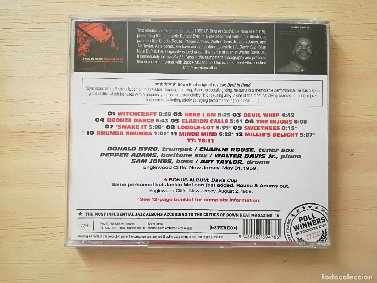 CDs de m&uacute;sica: DONALD BYRD - IN HAND + DAVIS CUP - PEDIDO MINIMO 7&euro; - Foto 3