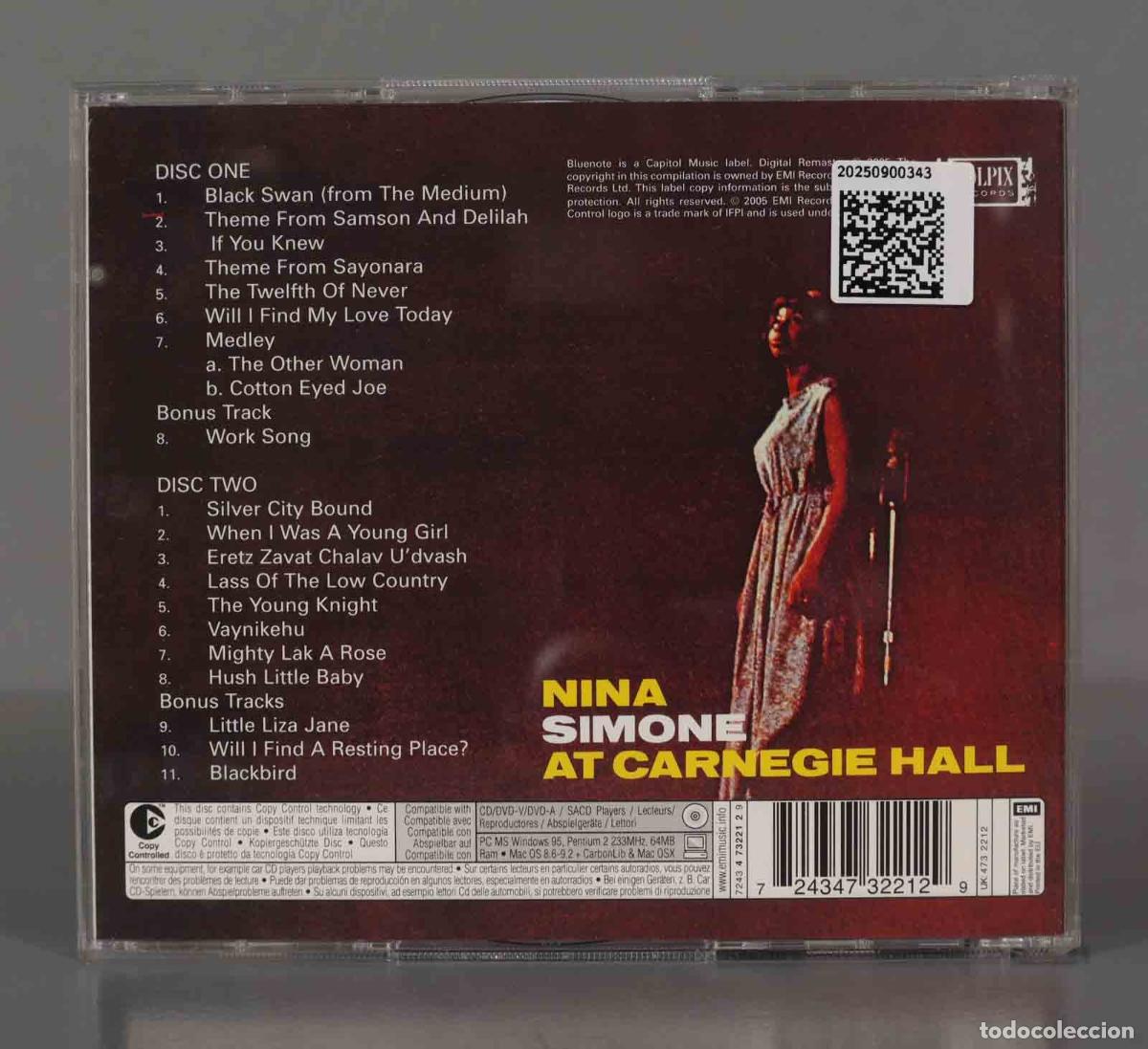 CDs de m&uacute;sica: CD. Nina Simone &ndash; At Carnegie Hall - Foto 2