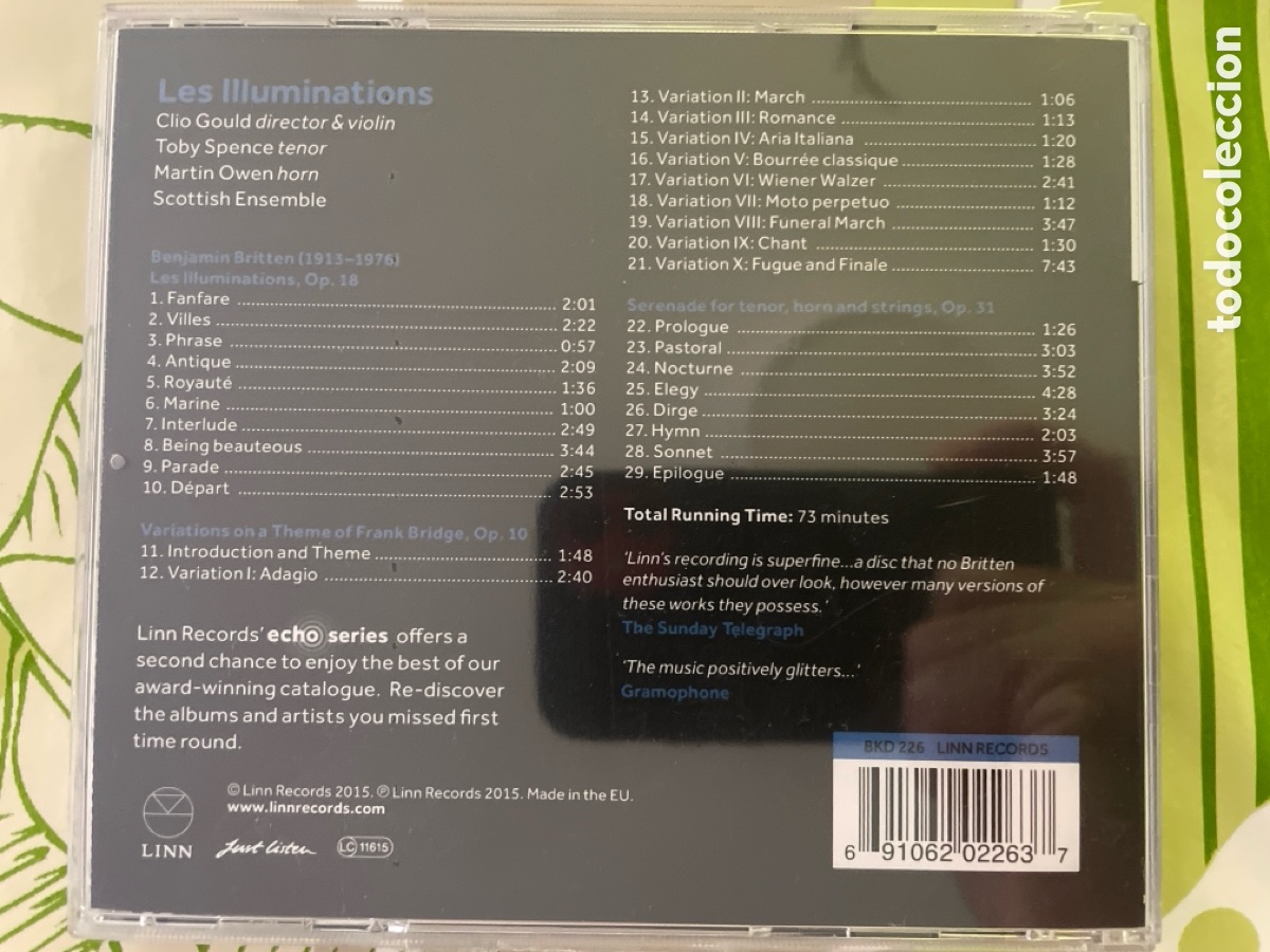 CDs de m&uacute;sica: Britten - Les illuminations (Linn, EU, 2015) - Foto 2