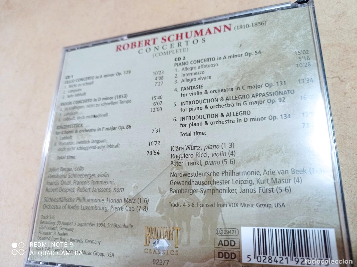 CDs de m&uacute;sica: SCHUMANN. CONCERTOS. COMPLETE. CON LIBRETO. COMO NUEVOS. - Foto 2
