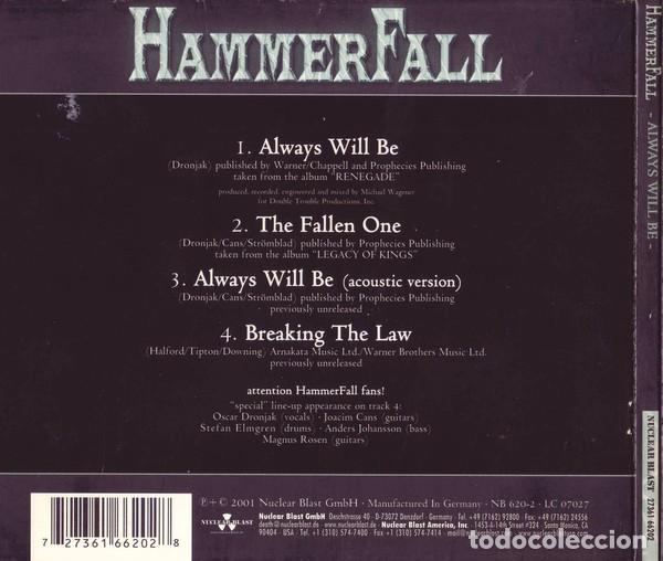 CDs de m&uacute;sica: HAMMERFALL &lrm;&ndash; ALWAYS WILL BE CD-EP DIGIPACK 2001 - METAL - Foto 2