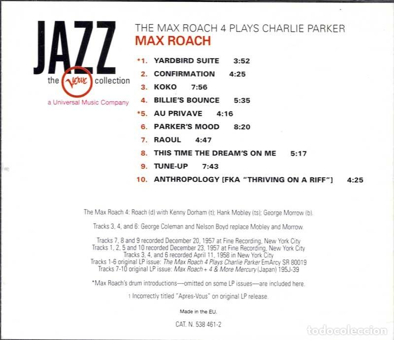 CDs de m&uacute;sica: Max Roach - The Max Roach 4 Plays Charlie Parker. CD - Foto 2