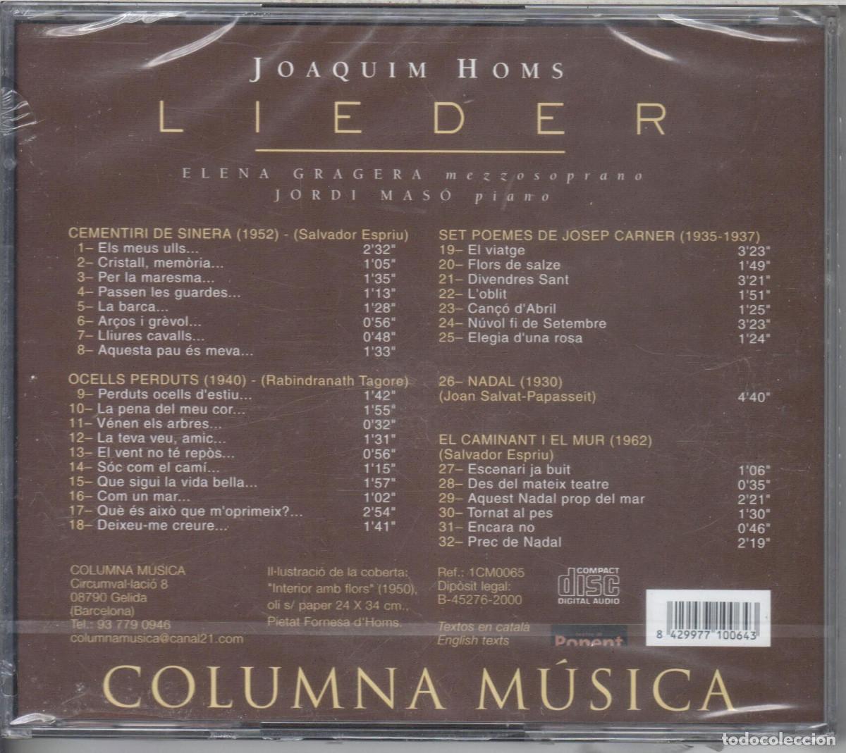 CDs de m&uacute;sica: Homs: Lieder Nuevo precintado - Foto 2
