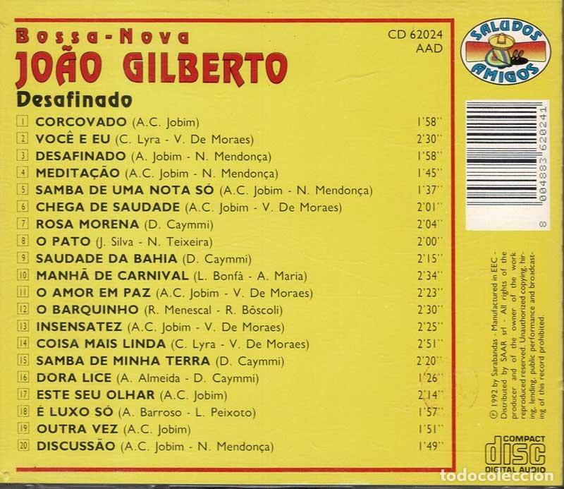 CDs de m&uacute;sica: Jo&atilde;o Gilberto - Desafinado. CD - Foto 2