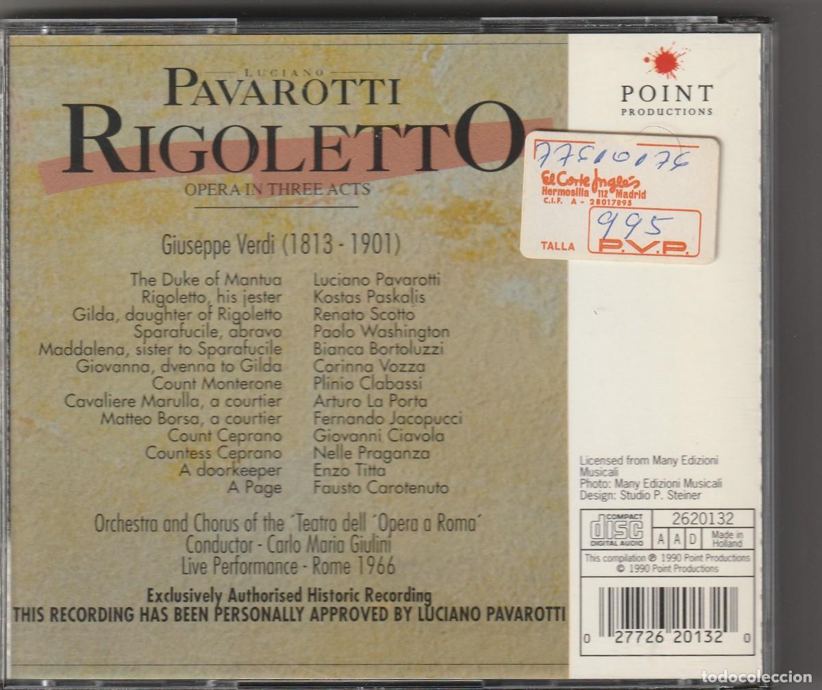 CDs de m&uacute;sica: VERDI - RIGOLETTO (2 X CD POINT) PAVAROTTI - Foto 2