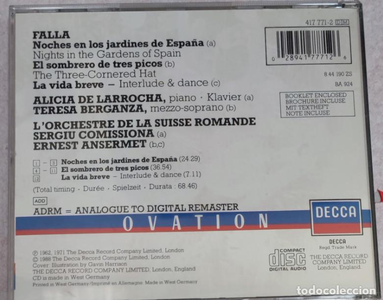 CDs de m&uacute;sica: MANUEL DE FALLA, OVATION, DECCA 1988, CD - Foto 2