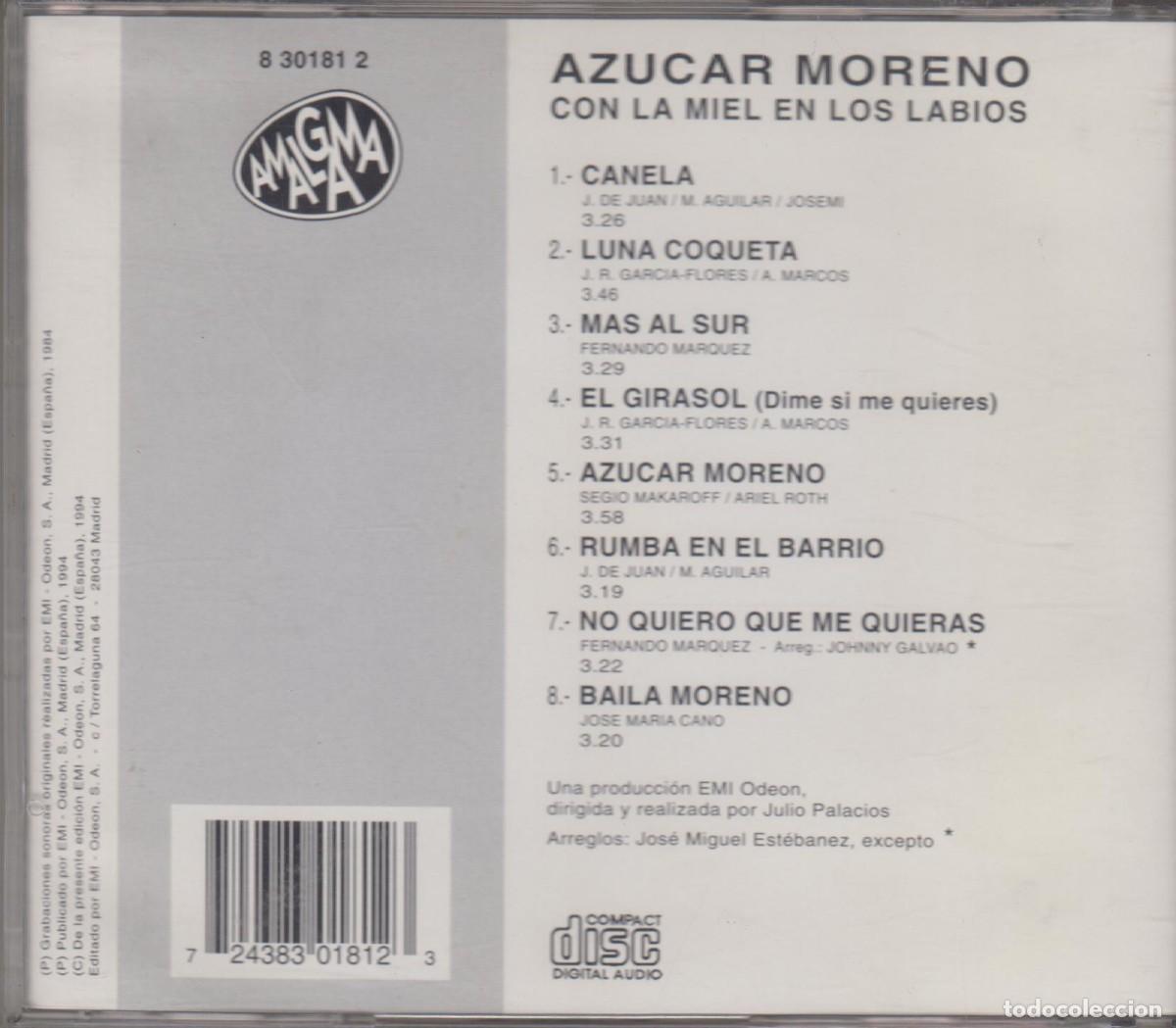 CDs de m&uacute;sica: Az&uacute;car Moreno cd Con la miel en los labios 1994 Amalgama - Foto 2