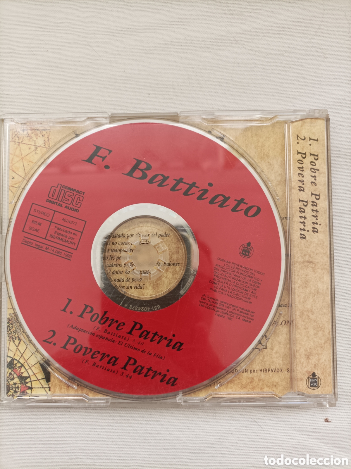CDs de m&uacute;sica: Franco battiato. Pobre patria. Cd single. - Foto 2