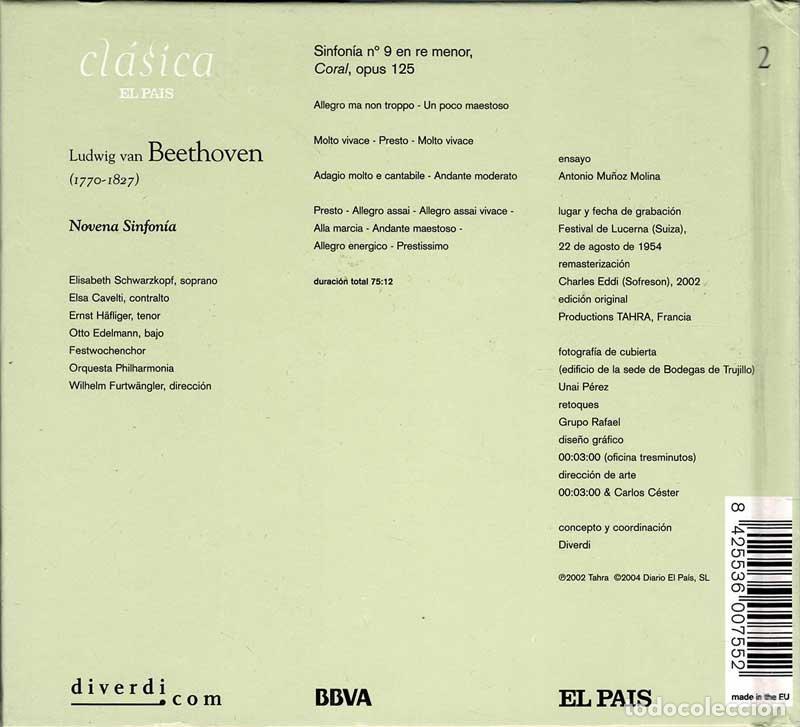 CDs de m&uacute;sica: Beethoven - Novena Sinfon&iacute;a. CD - Foto 2