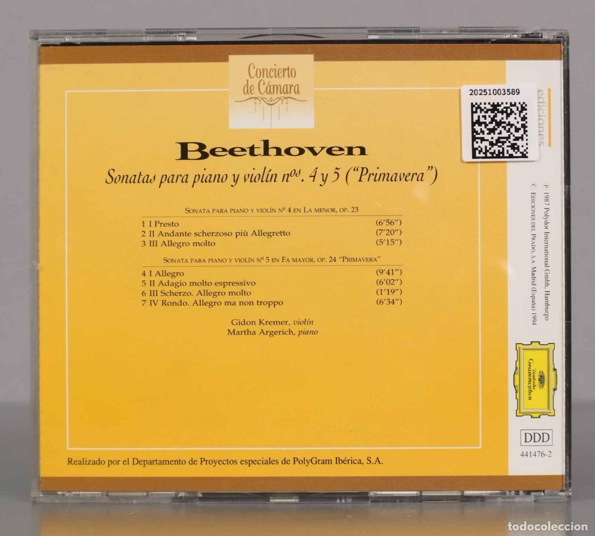 CDs de m&uacute;sica: CD. BEETHOVEN SONATAS 4 5 KREMER - Foto 2