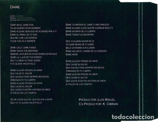 CDs de m&uacute;sica: LUIS MIGUEL* CD single * Dame * 1996 Rare - Foto 4