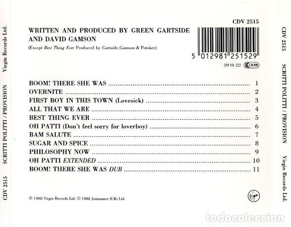 CDs de m&uacute;sica: Scritti Politti - Provision - Foto 2
