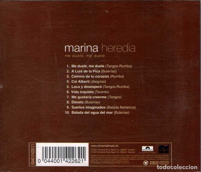 CDs de m&uacute;sica: Marina Heredia - Me Duele, Me Duele. CD - Foto 2