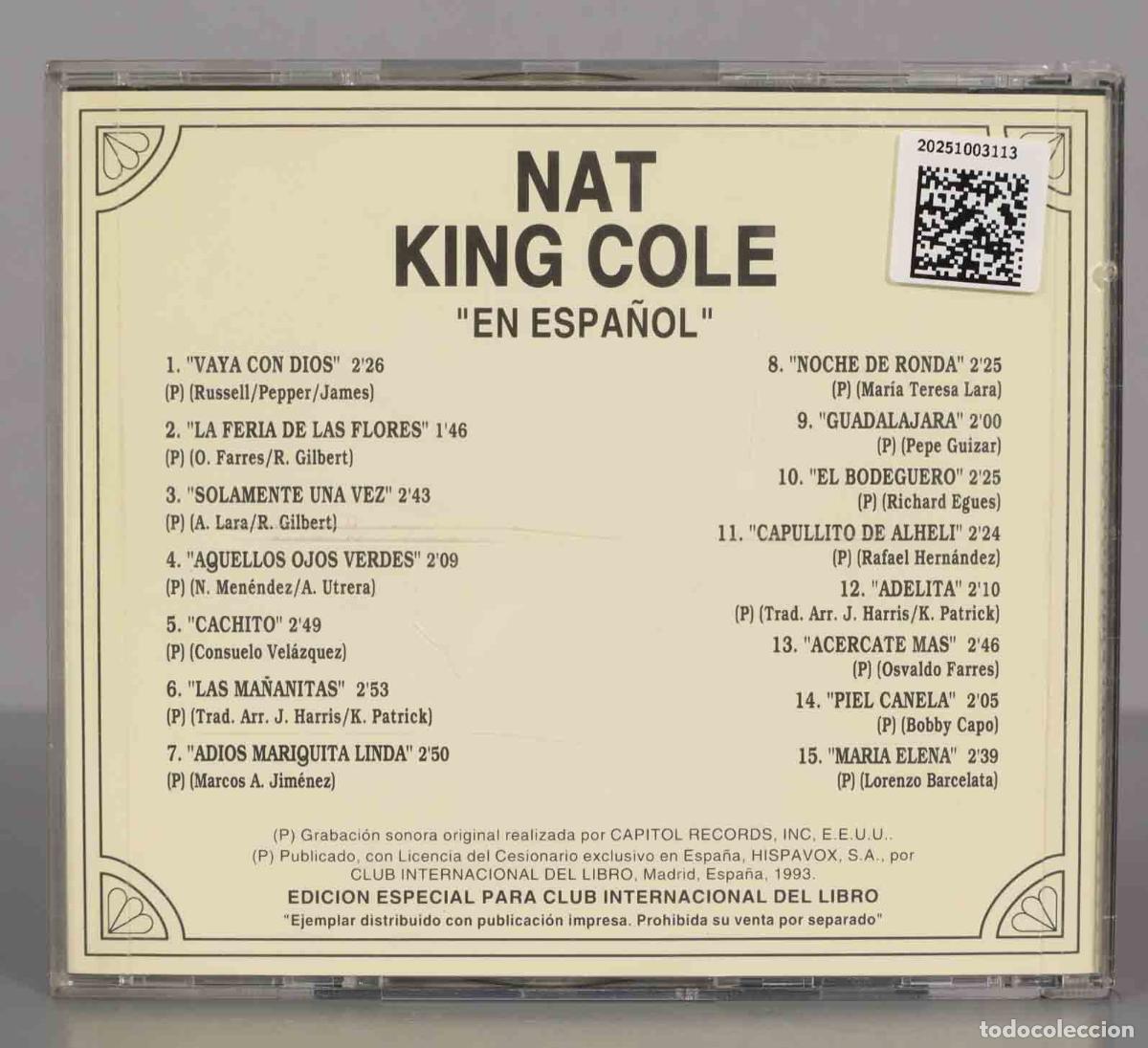 CDs de m&uacute;sica: CD. NAT KING COLE &acute;EN ESPA&Ntilde;OL&acute; - Foto 2