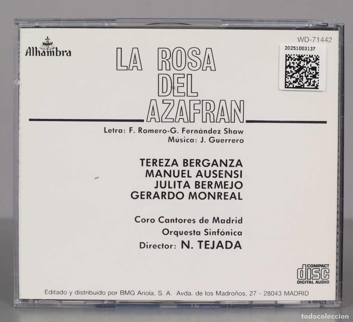 CDs de m&uacute;sica: CD. N. Tejada &ndash; La Rosa Del Azafr&aacute;n ROMERO - Foto 2