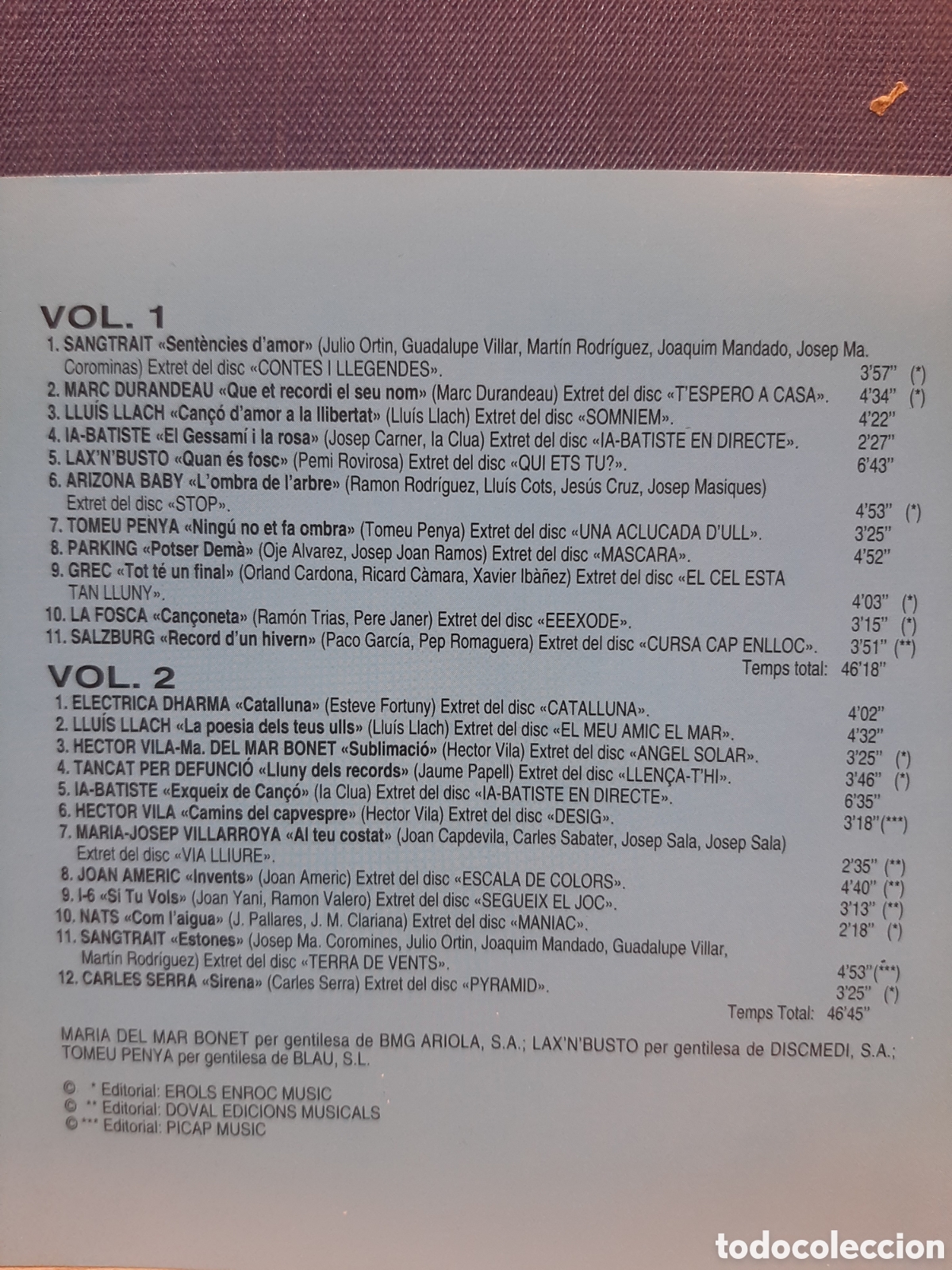 CDs de m&uacute;sica: CD Tot balades - VV. AA. 2 CDs - Foto 2