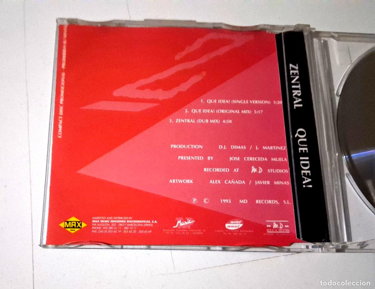 CDs de m&uacute;sica: ZENTRAL &rdquo;QUE IDEA ! &rdquo; CD 3 TRACKS SINGLE COMO NUEVO - Foto 2