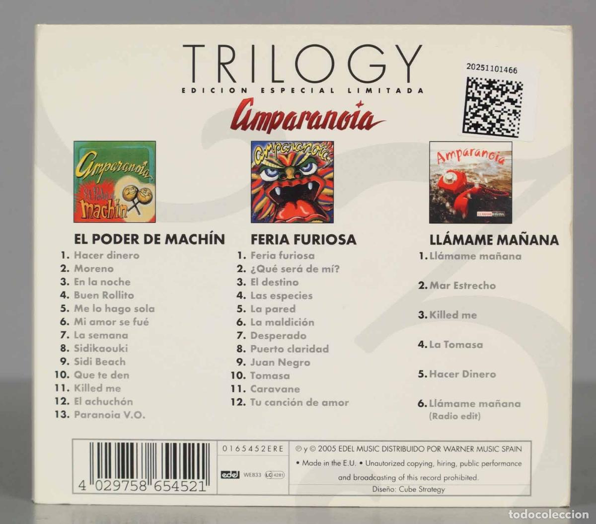 CDs de m&uacute;sica: CD. TRILOGY. AMPARANOIA. - Foto 2