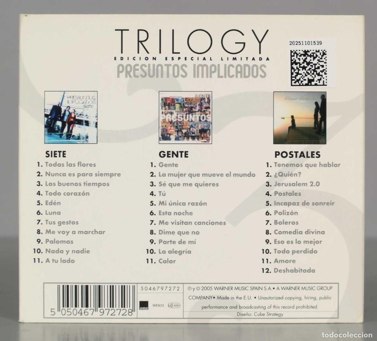 CDs de m&uacute;sica: CD. Presuntos Implicados &ndash; Trilogy - Foto 2