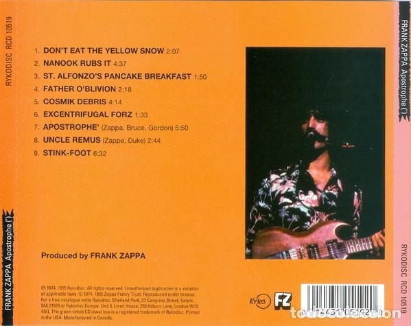 CDs de m&uacute;sica: Frank Zappa - Apostrophe () - Foto 2