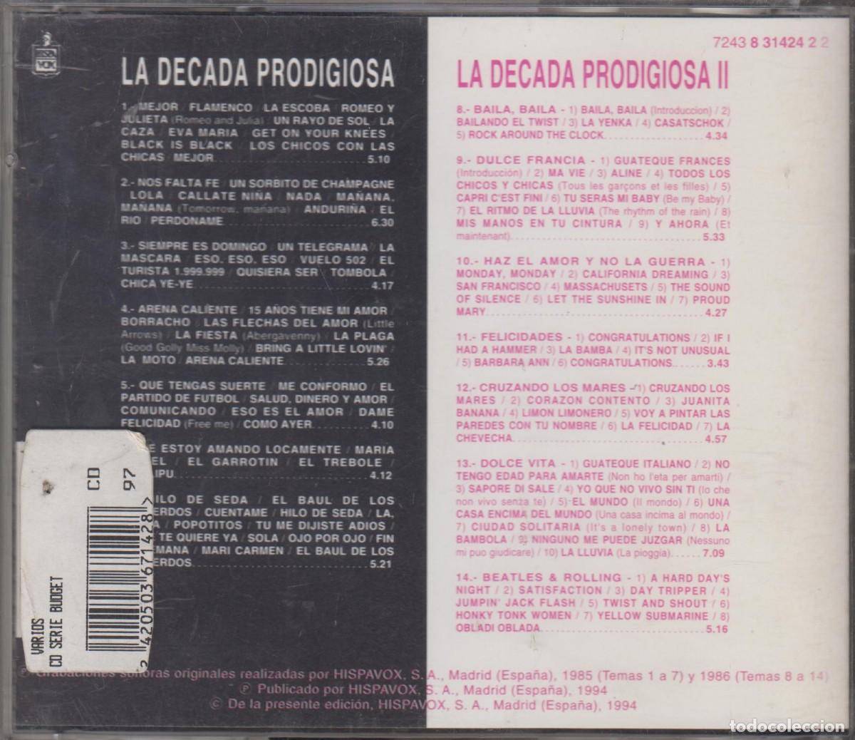CDs de m&uacute;sica: La D&eacute;cada Prodigiosa cd 2 al precio de 1 1994 Hispavox - Foto 2